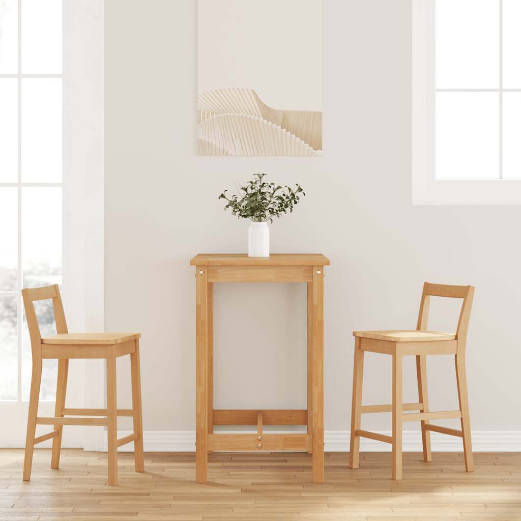 Barstole Med/uden Hynder 2 Stk. Massivt Gummitræ - Naturfarvet