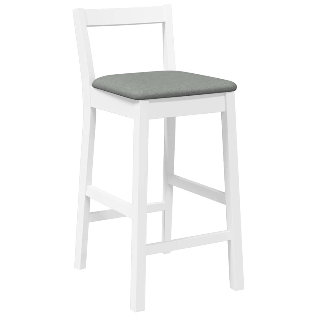 barstole med hynder 2 stk. massivt gummitræ hvid