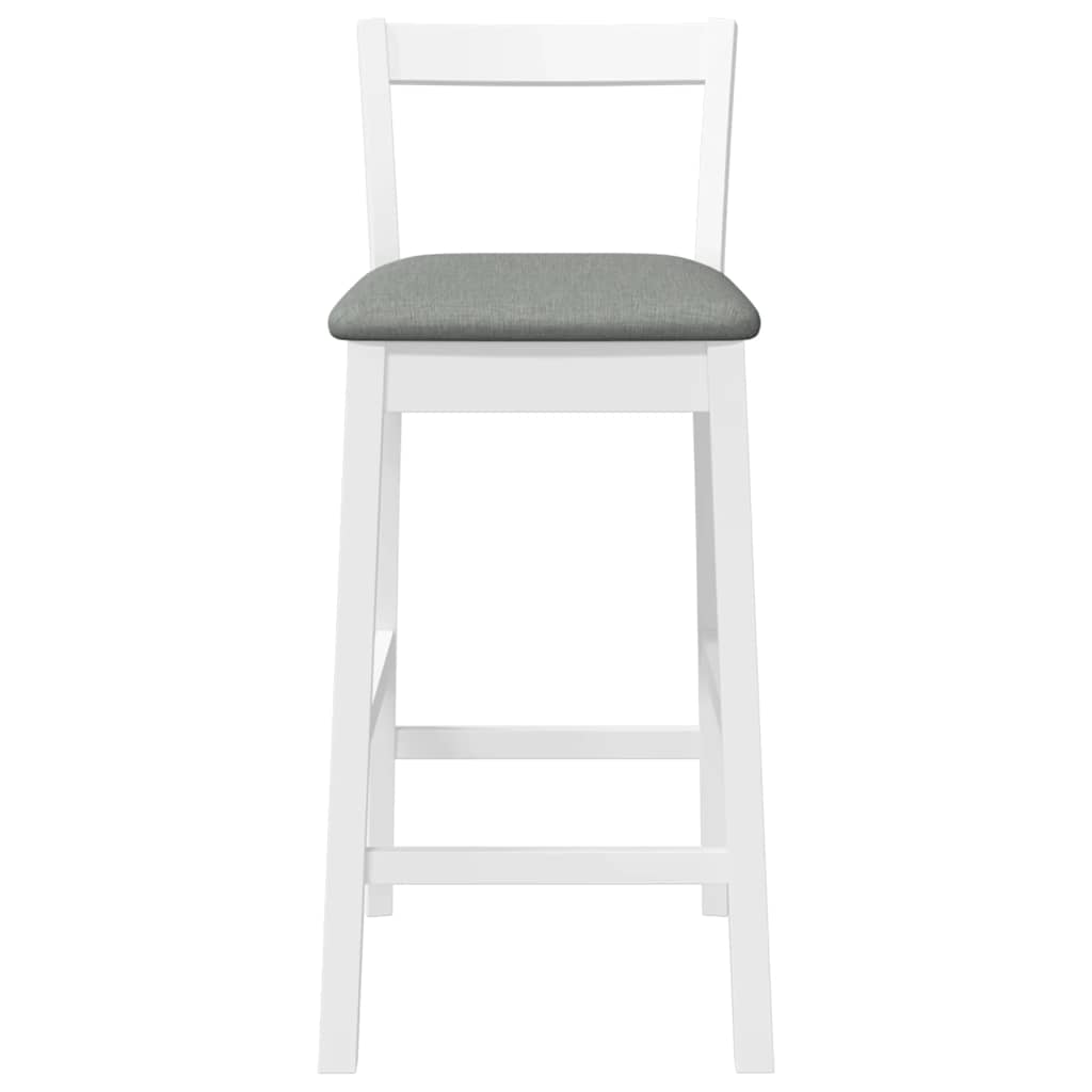 barstole med hynder 2 stk. massivt gummitræ hvid