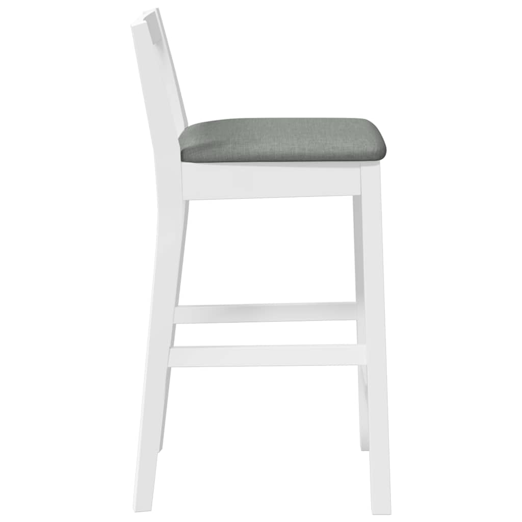 barstole med hynder 2 stk. massivt gummitræ hvid