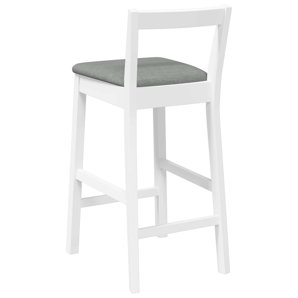 barstole med hynder 2 stk. massivt gummitræ hvid