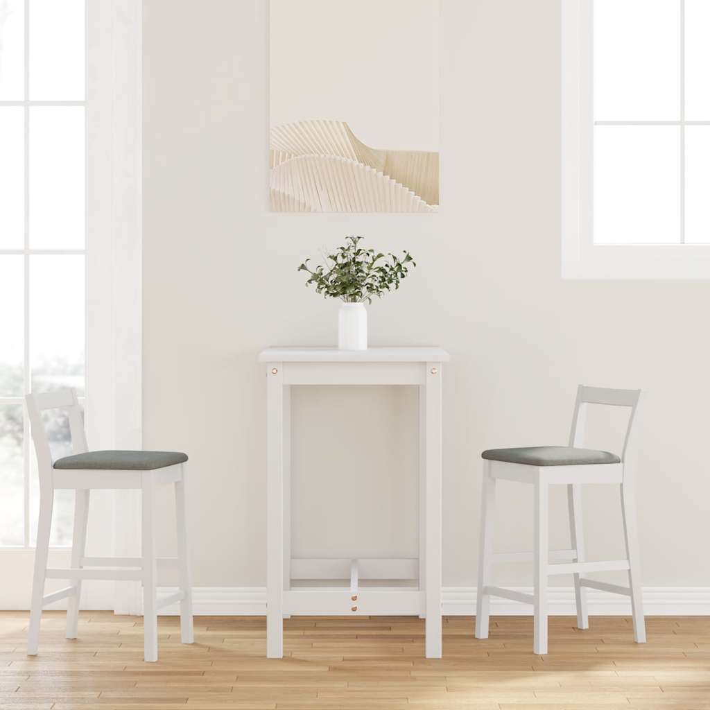 Barstole Med/uden Hynder 2 Stk. Massivt Gummitræ - Hvid og grå