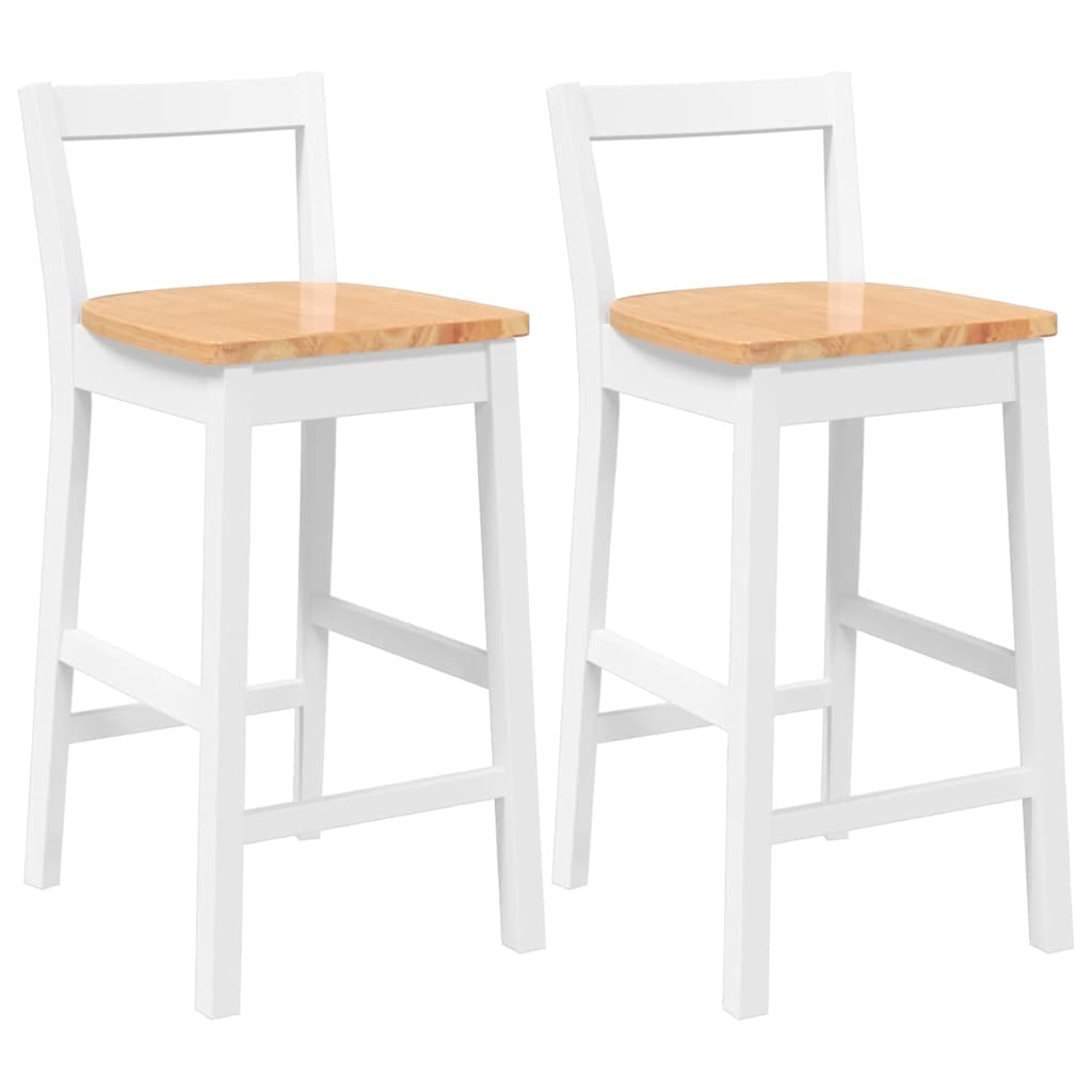 barstole 2 stk. massivt gummitræ hvid