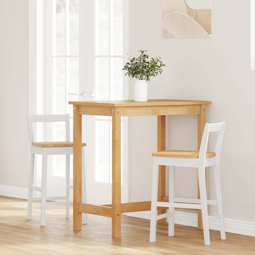 barstole 2 stk. massivt gummitræ hvid