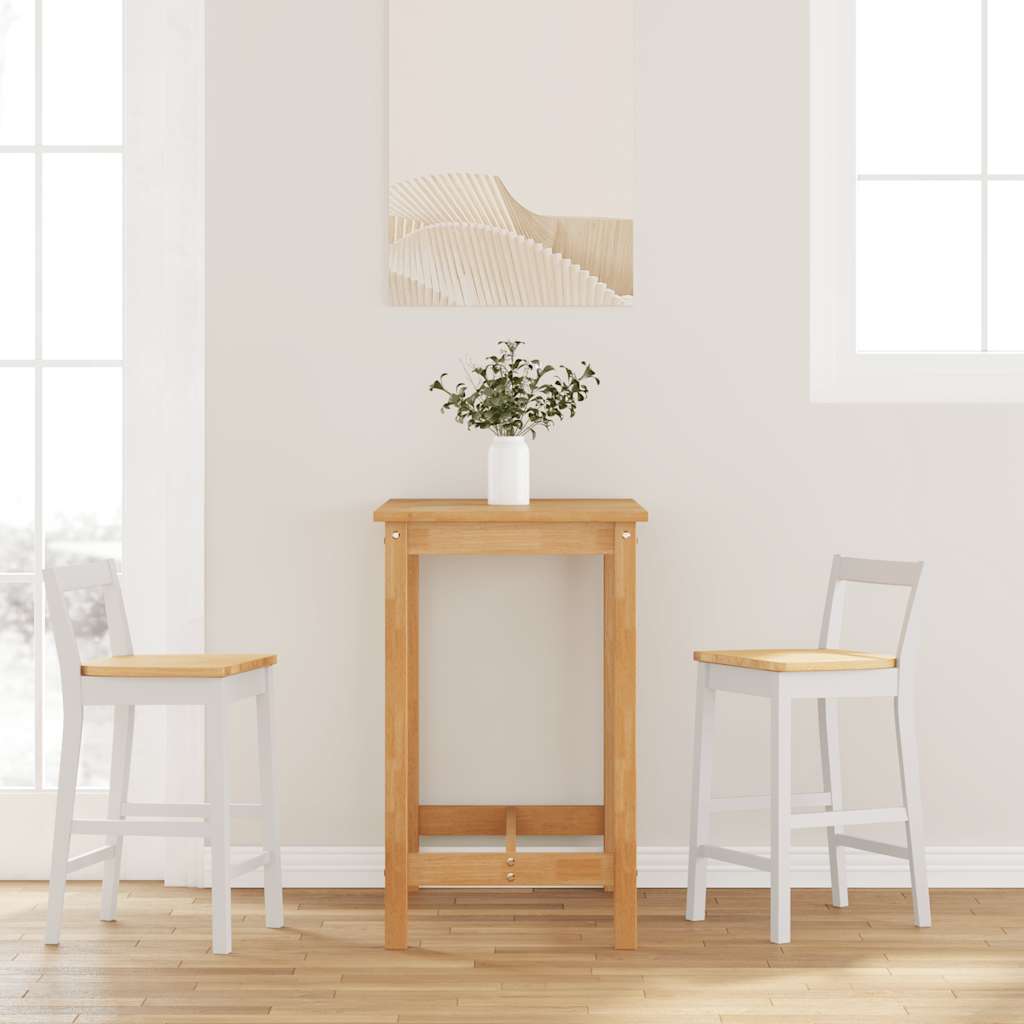 Barstole Med/uden Hynder 2 Stk. Massivt Gummitræ - hvid og naturfarvet