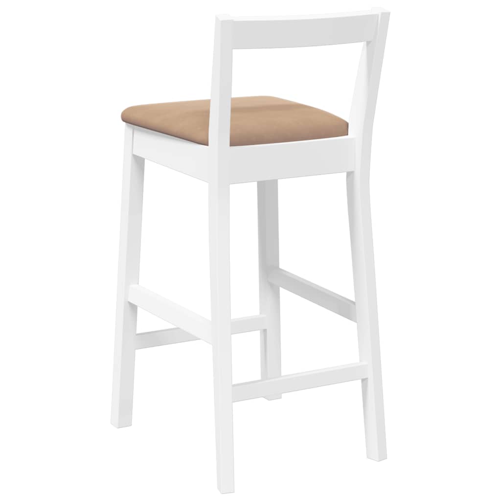 barstole med hynder 2 stk. massivt gummitræ hvid