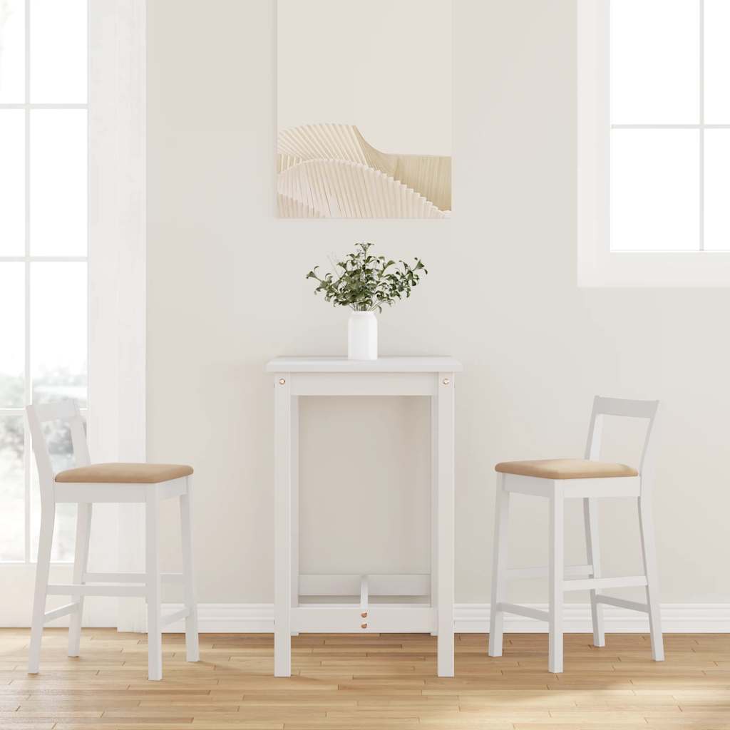 Barstole Med/uden Hynder 2 Stk. Massivt Gummitræ - Hvid og brun