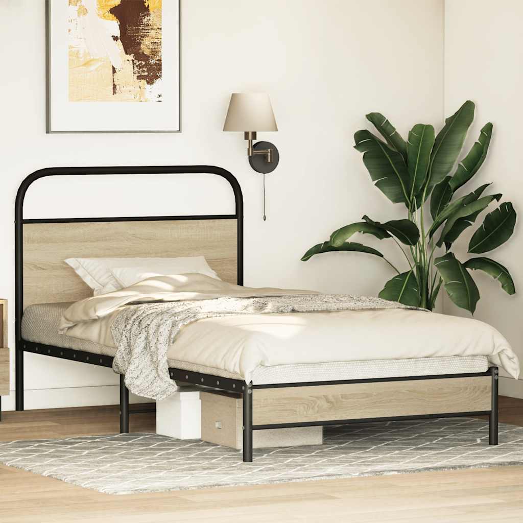 sengeramme 100x190 cm uden madras konstrueret træ sonoma-eg