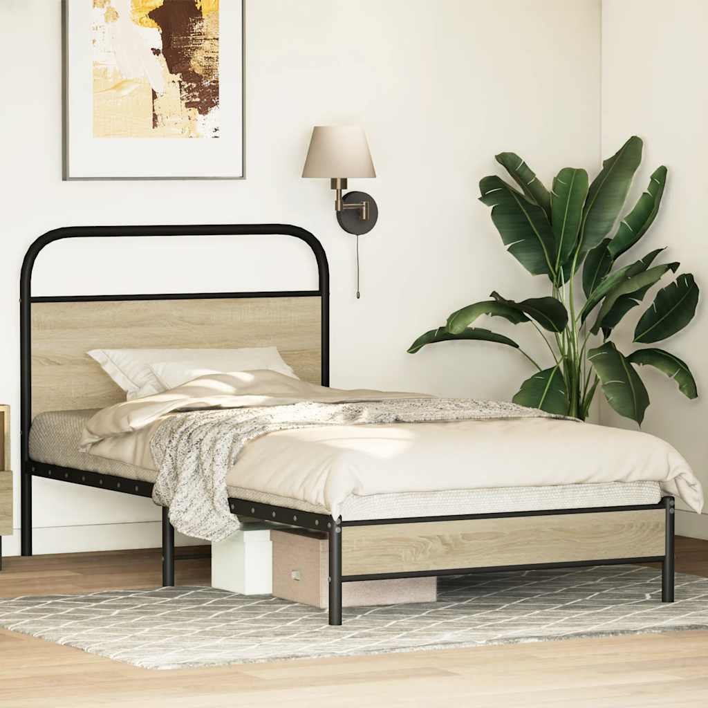 sengeramme 107x203 cm uden madras konstrueret træ sonoma-eg