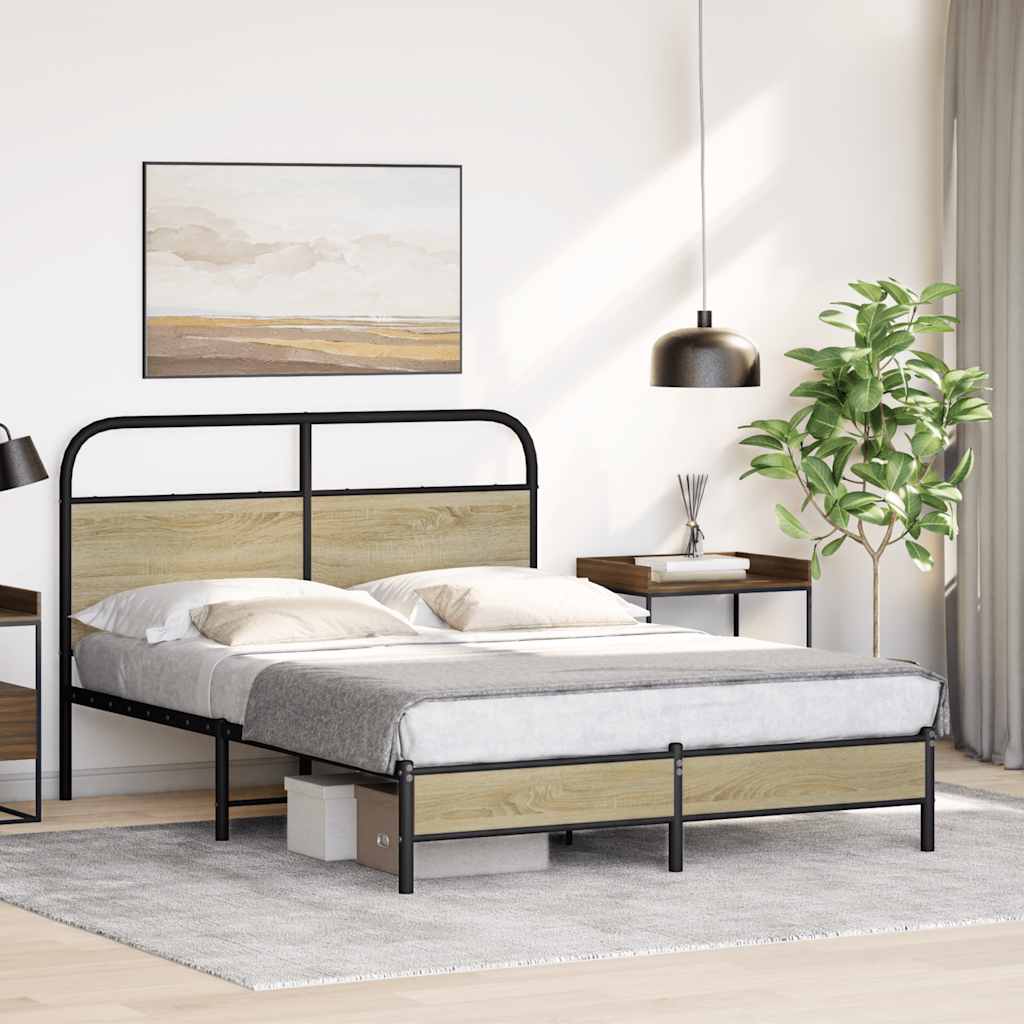 sengeramme 135x190 cm uden madras konstrueret træ sonoma-eg