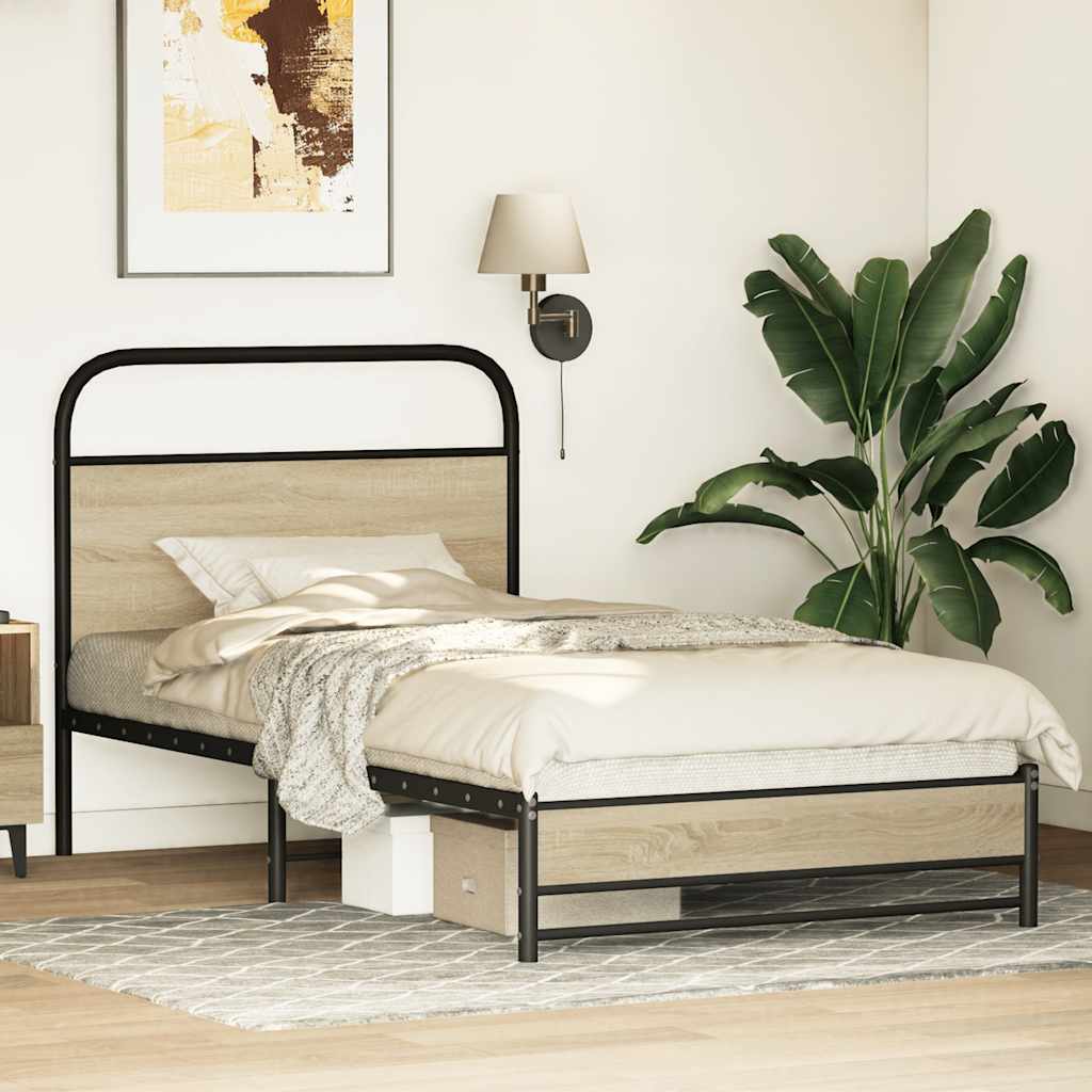 sengeramme 90x190 cm uden madras konstrueret træ sonoma-eg