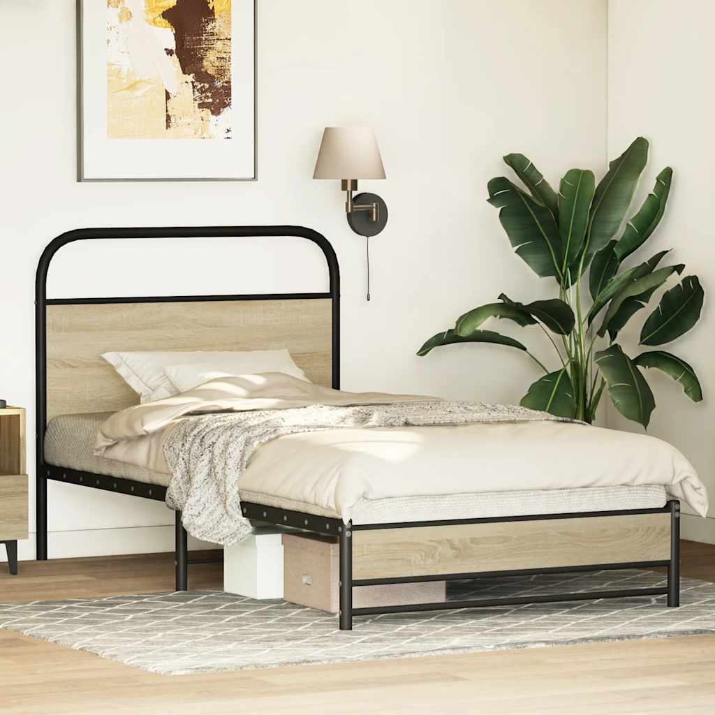 sengeramme 90x200 cm uden madras konstrueret træ sonoma-eg