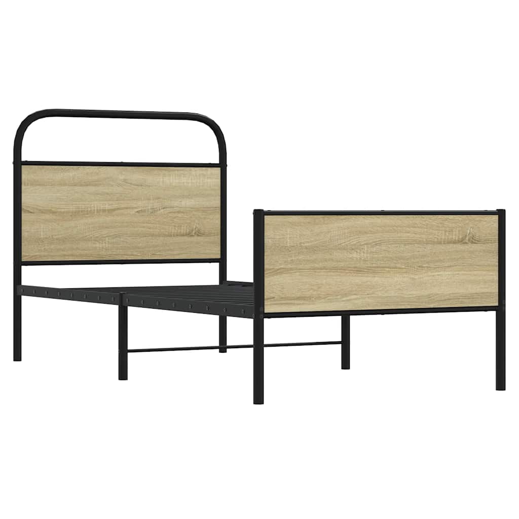 sengeramme 75x190 cm uden madras konstrueret træ sonoma-eg