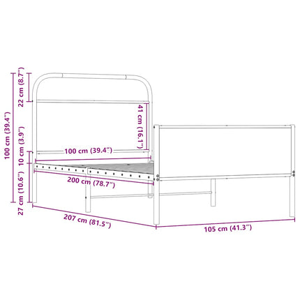 sengeramme 100x200 cm uden madras konstrueret træ sonoma-eg