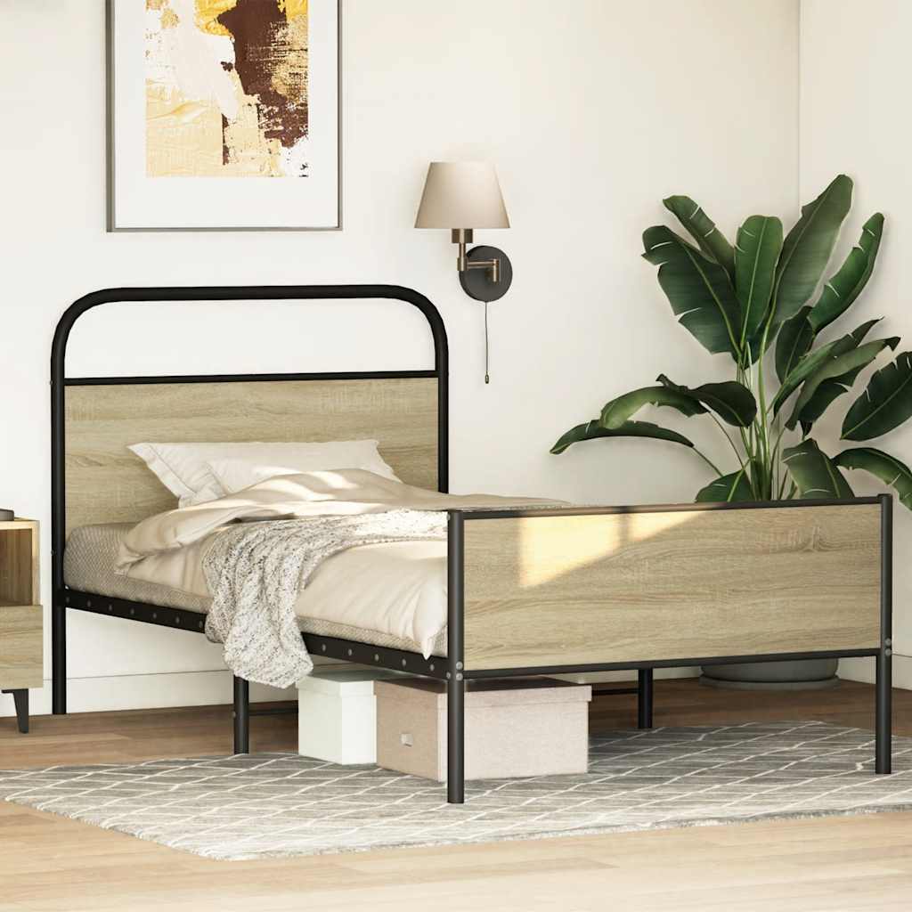 sengeramme 107x203 cm uden madras konstrueret træ sonoma-eg