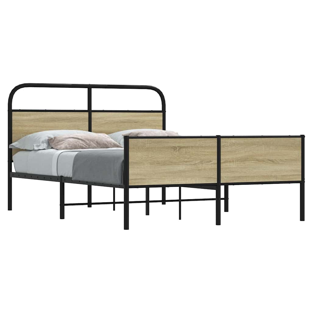sengeramme 135x190 cm uden madras konstrueret træ sonoma-eg