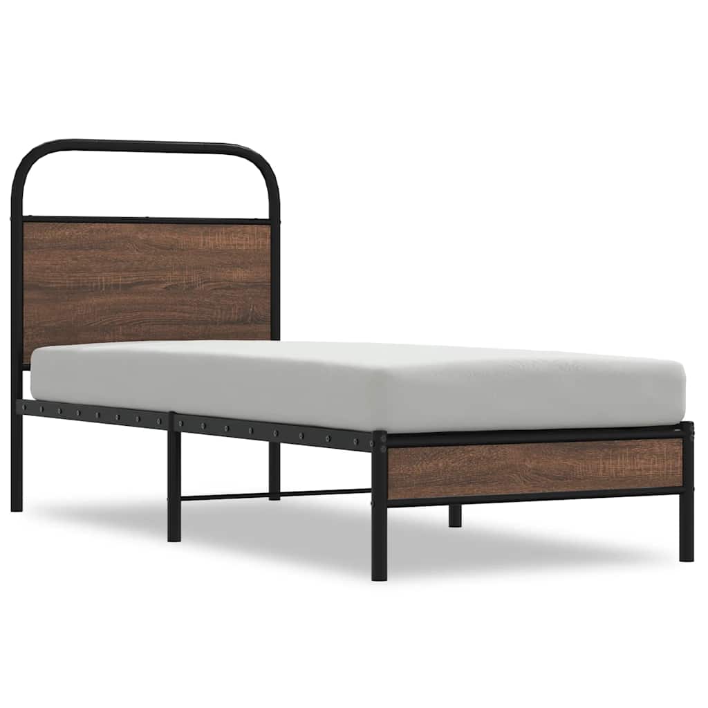 sengeramme 80x200 cm uden madras konstrueret træ brunt eg
