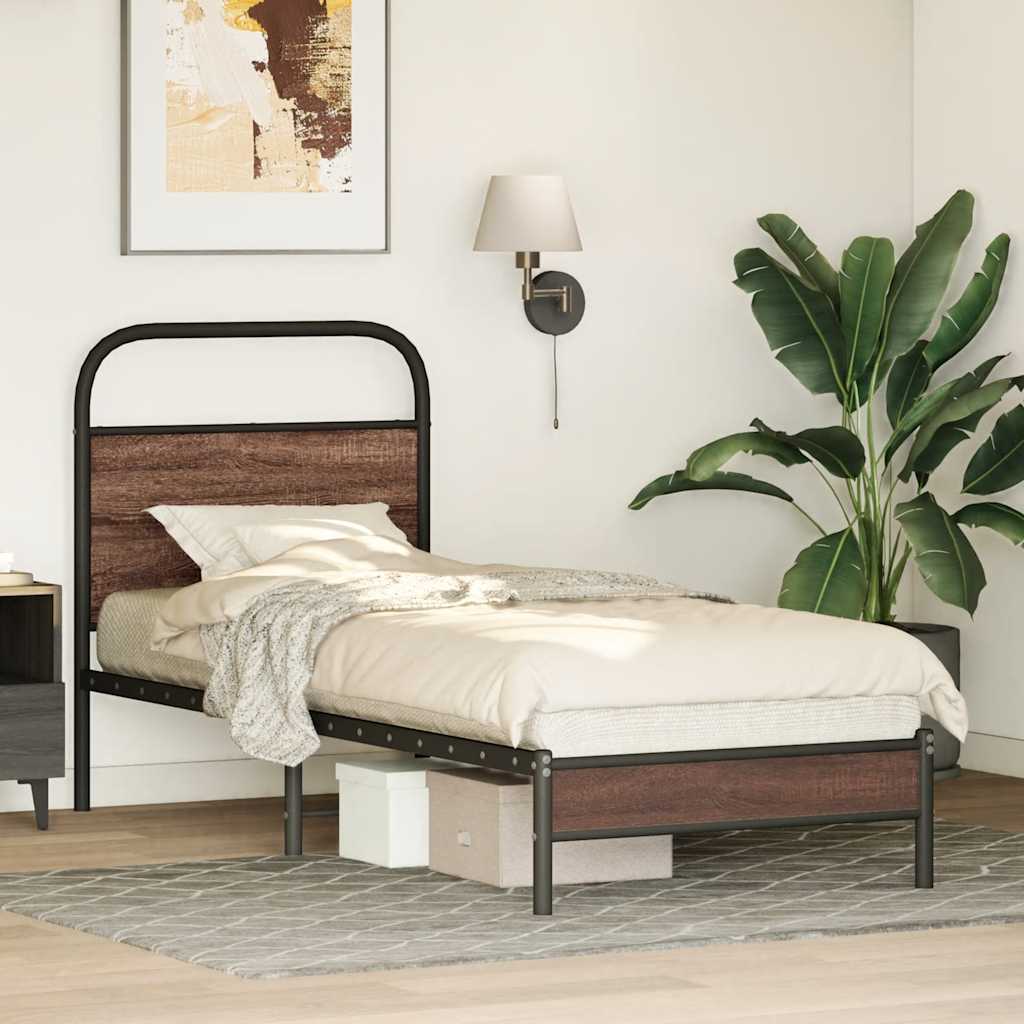 sengeramme 80x200 cm uden madras konstrueret træ brunt eg