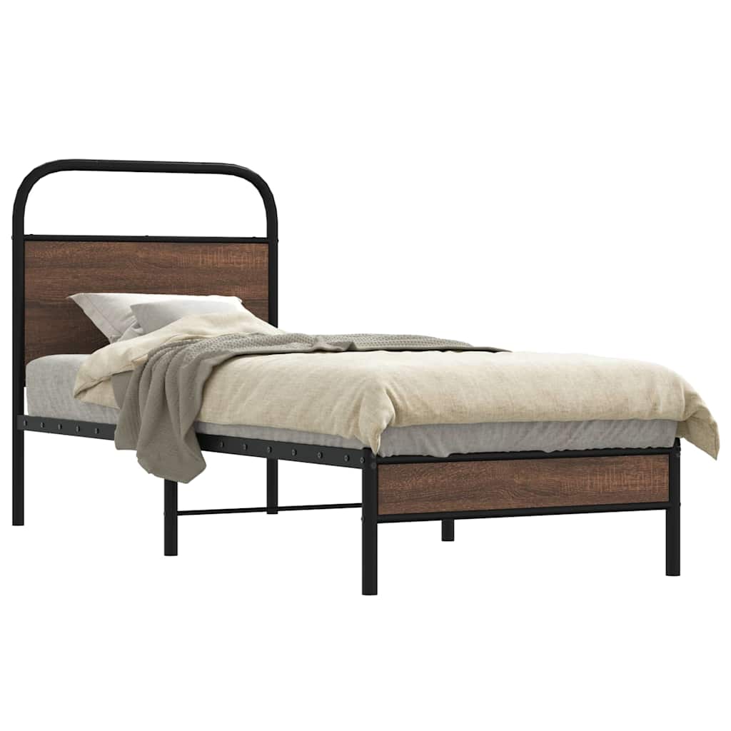 sengeramme 80x200 cm uden madras konstrueret træ brunt eg