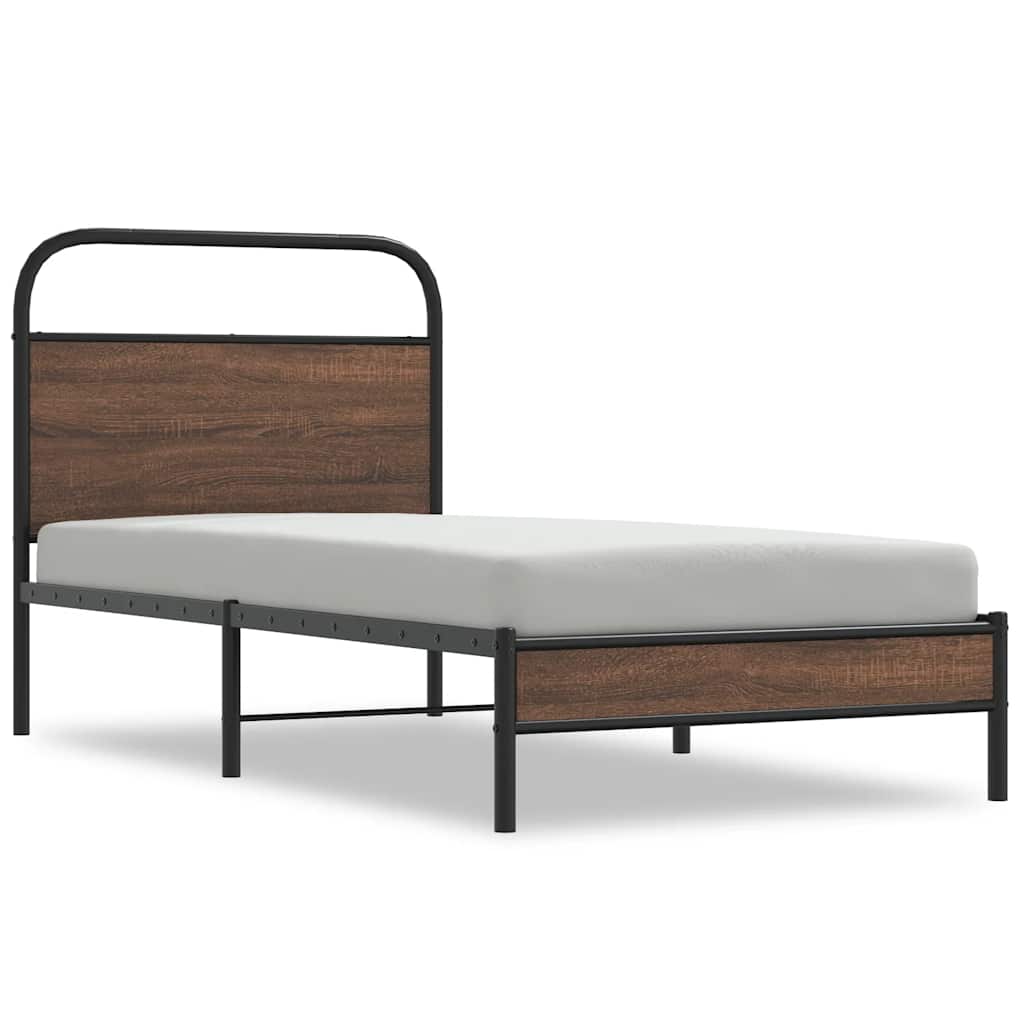 sengeramme 90x200 cm uden madras konstrueret træ brunt eg