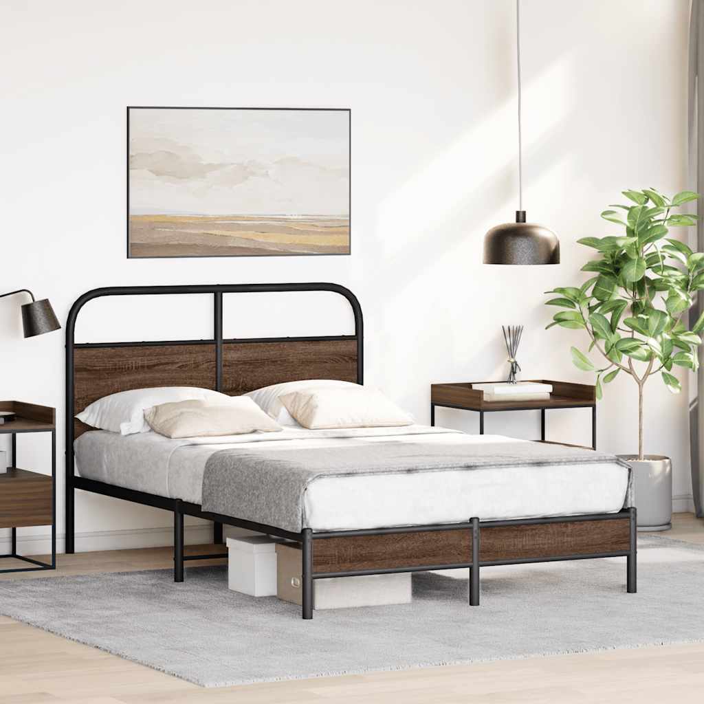 sengeramme 120x190 cm uden madras konstrueret træ brunt eg