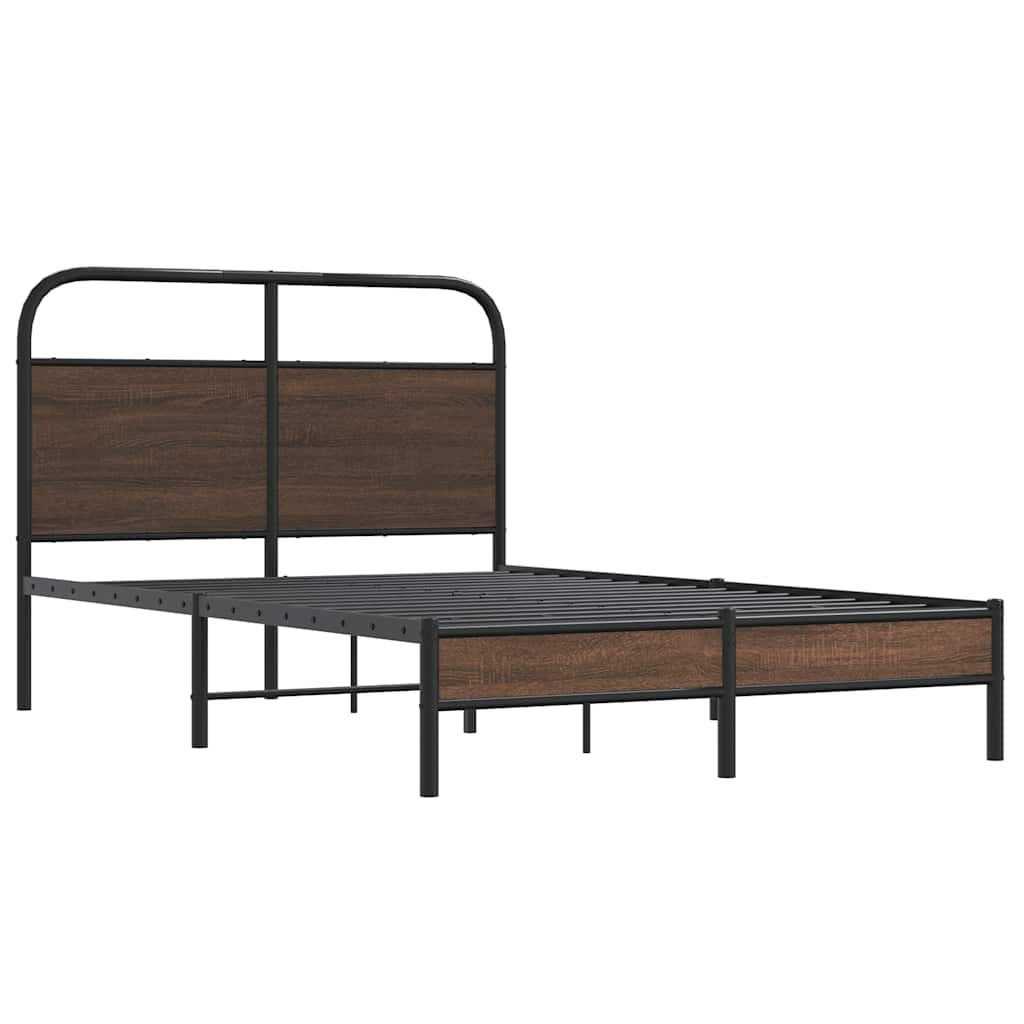 sengeramme 135x190 cm uden madras konstrueret træ brunt eg