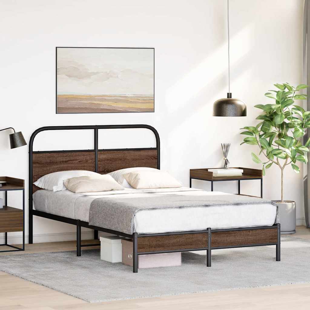 sengeramme 135x190 cm uden madras konstrueret træ brunt eg
