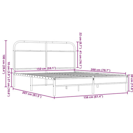 sengeramme 150x200 cm uden madras konstrueret træ brunt eg