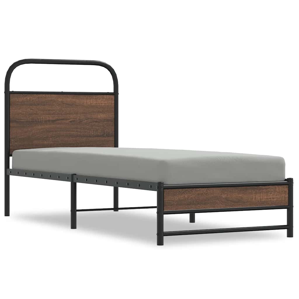 sengeramme 75x190 cm uden madras konstrueret træ brunt eg