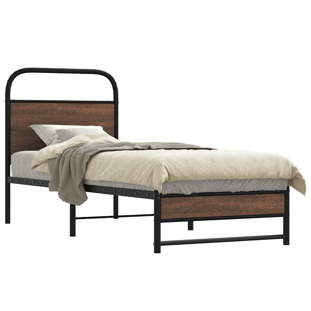 sengeramme 80x200 cm uden madras konstrueret træ brunt eg