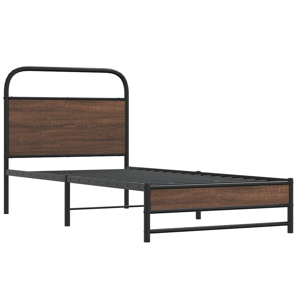sengeramme 90x190 cm uden madras konstrueret træ brunt eg