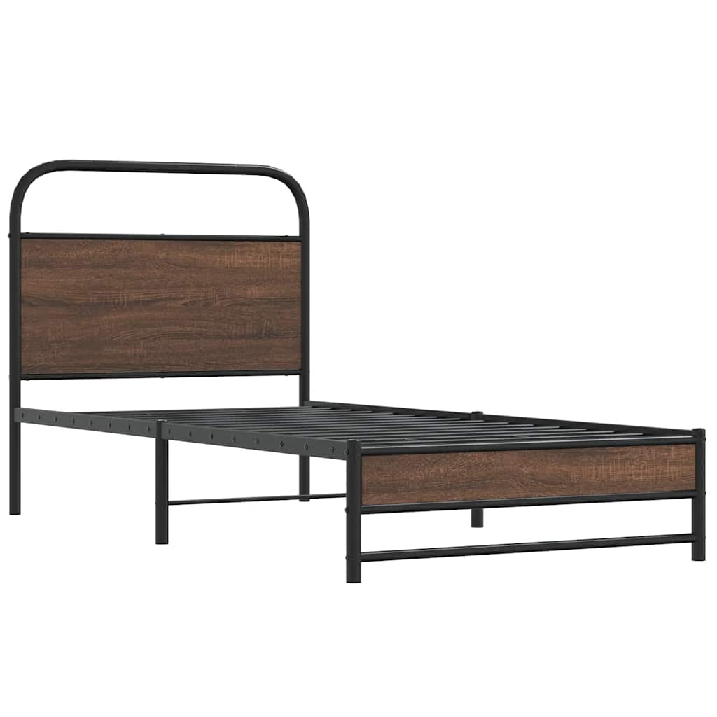 sengeramme 90x200 cm uden madras konstrueret træ brunt eg