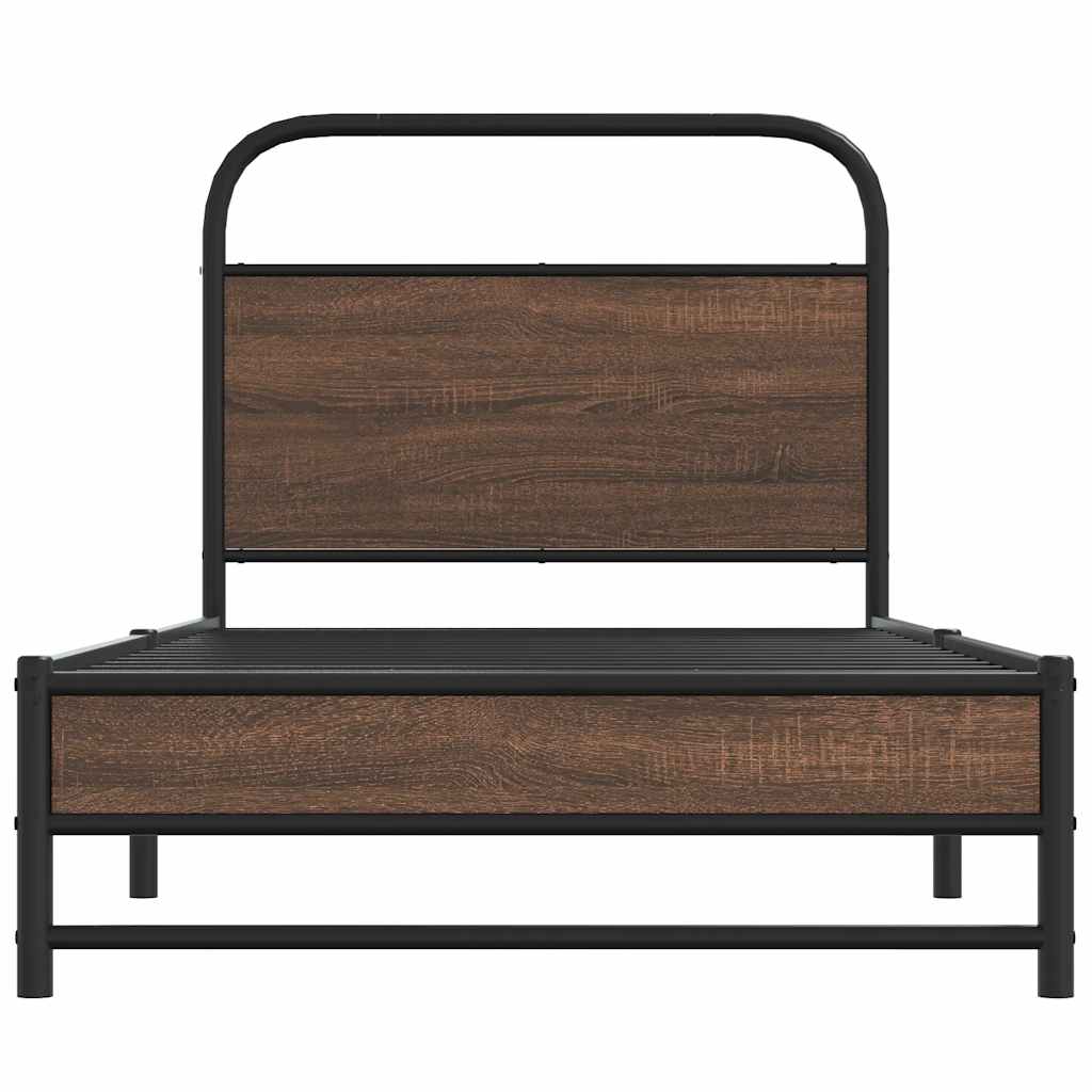sengeramme 90x200 cm uden madras konstrueret træ brunt eg