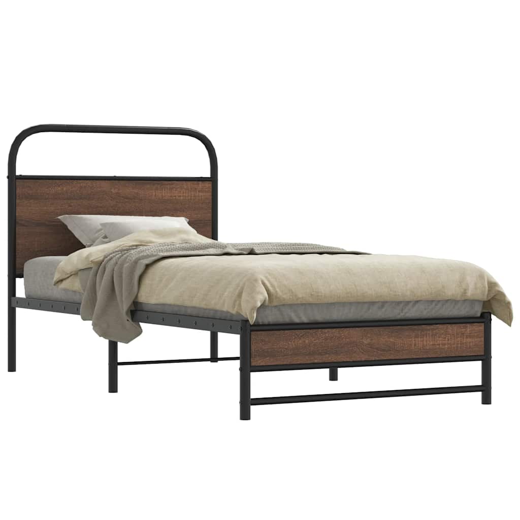 sengeramme 90x200 cm uden madras konstrueret træ brunt eg