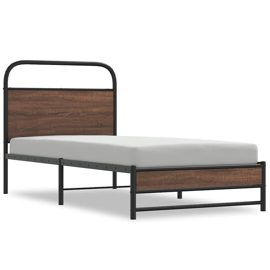 sengeramme 100x190 cm uden madras konstrueret træ brunt eg