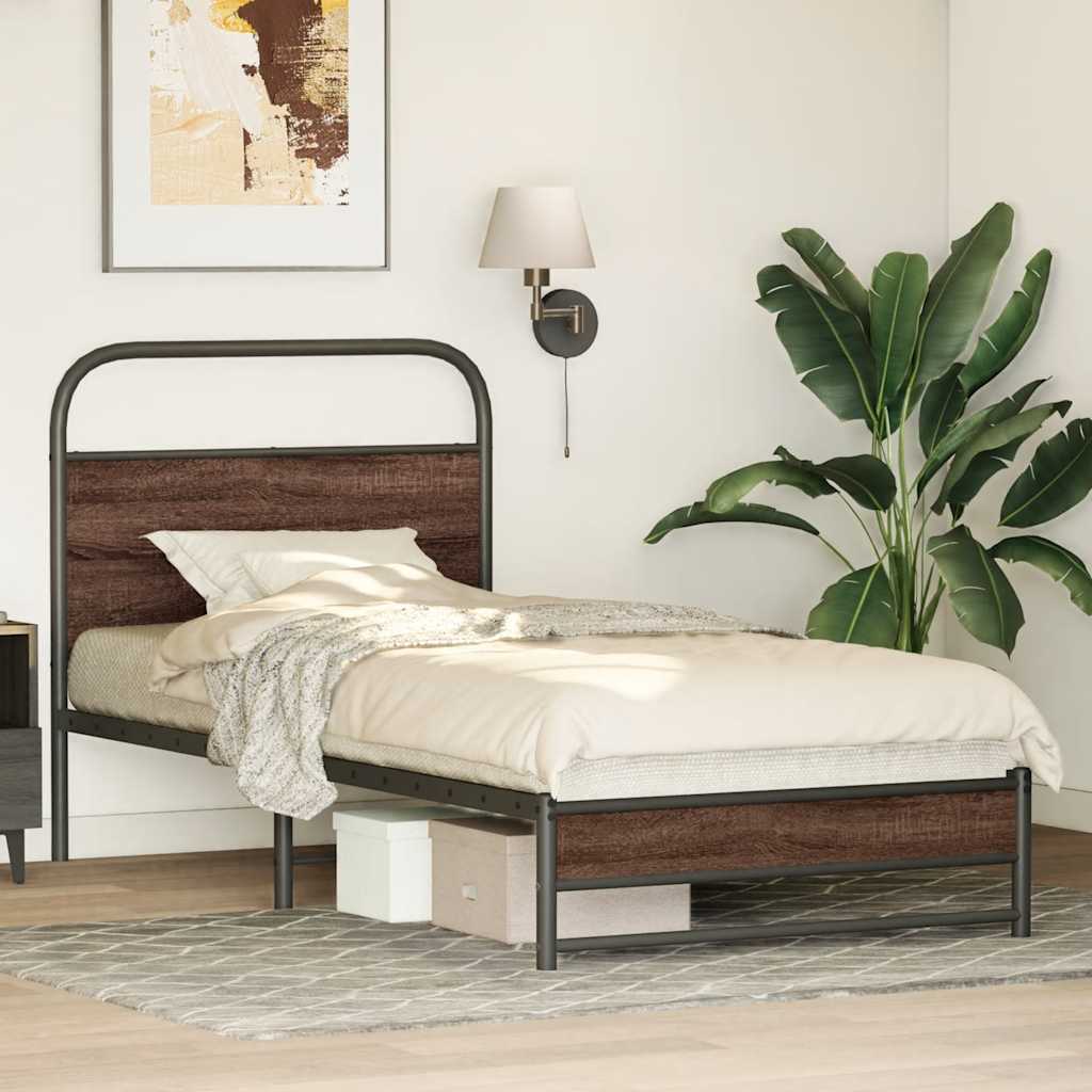 sengeramme 100x190 cm uden madras konstrueret træ brunt eg