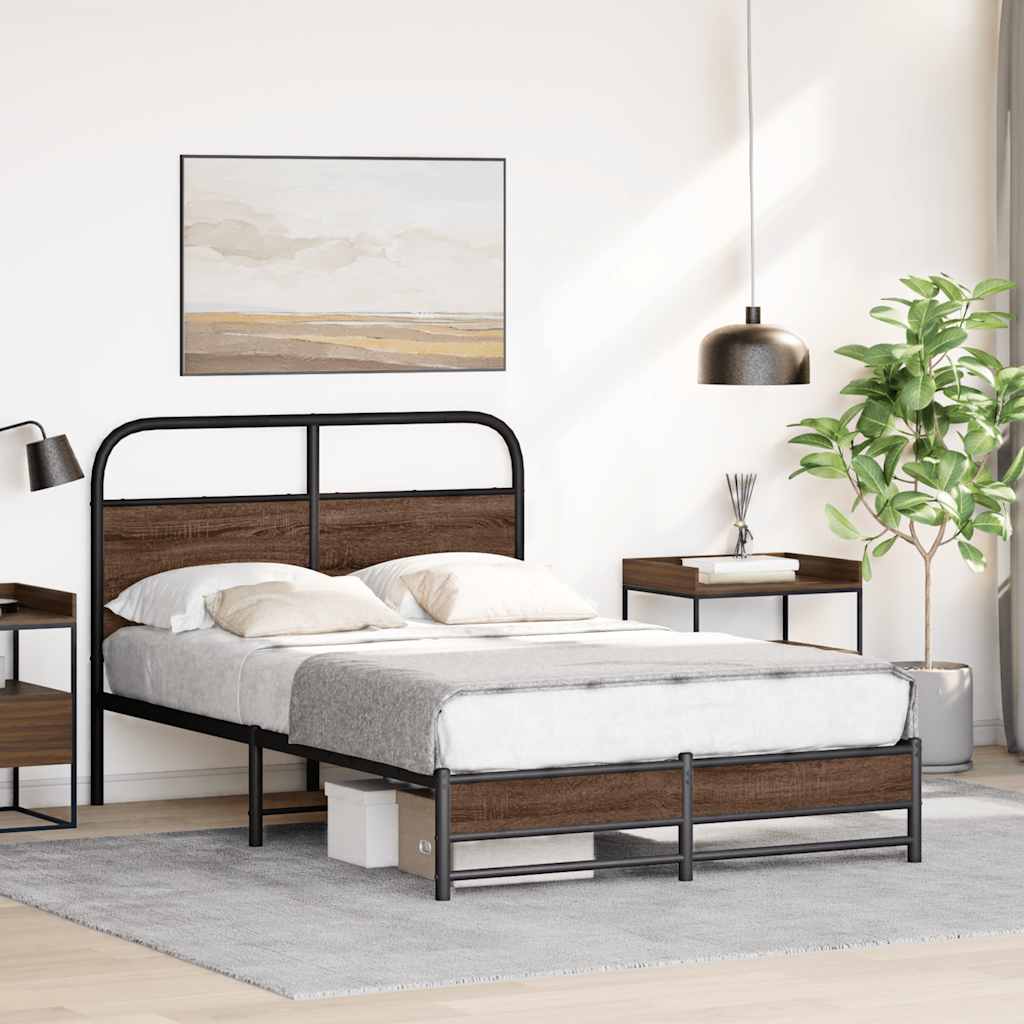 sengeramme 120x200 cm uden madras konstrueret træ brunt eg