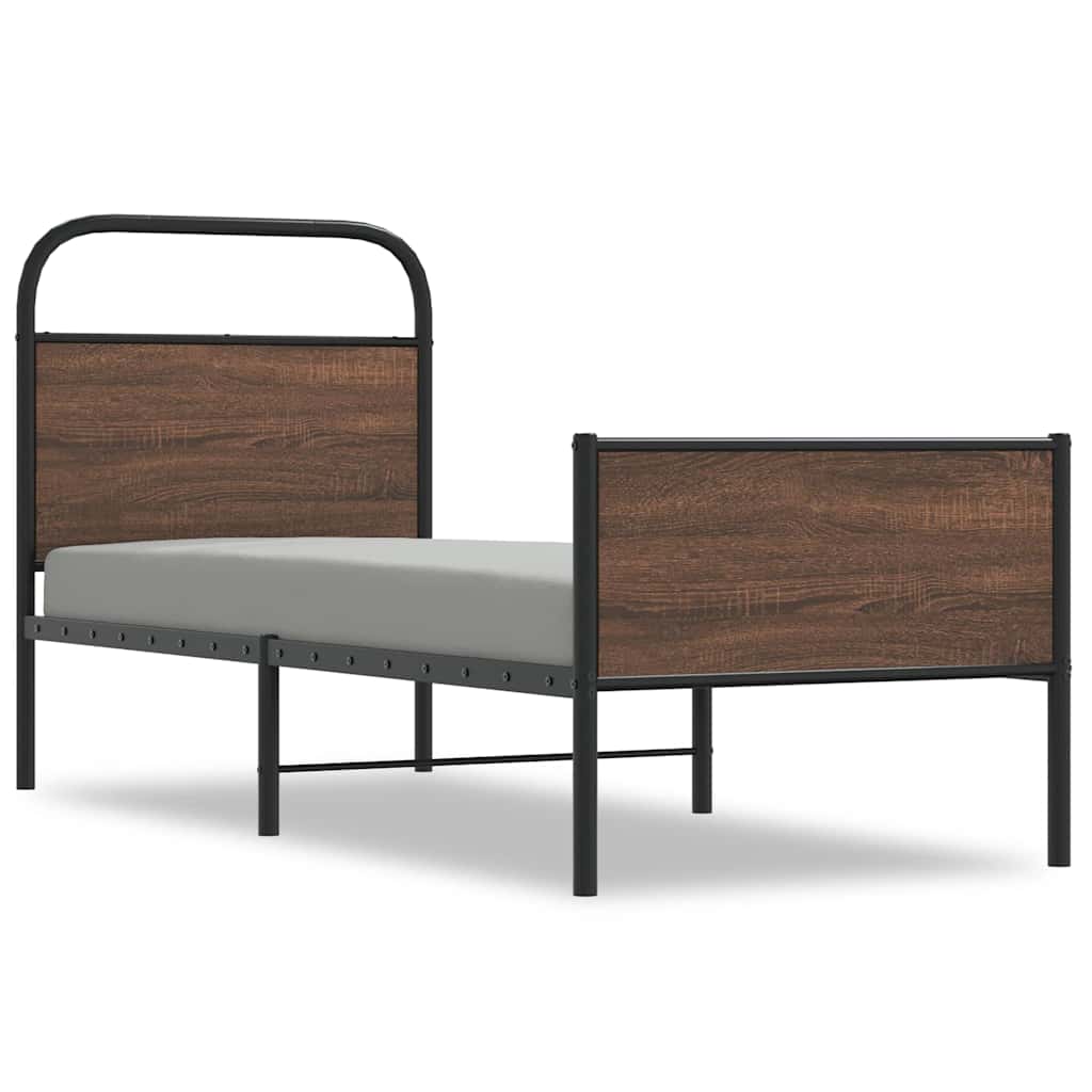 sengeramme 75x190 cm uden madras konstrueret træ brunt eg