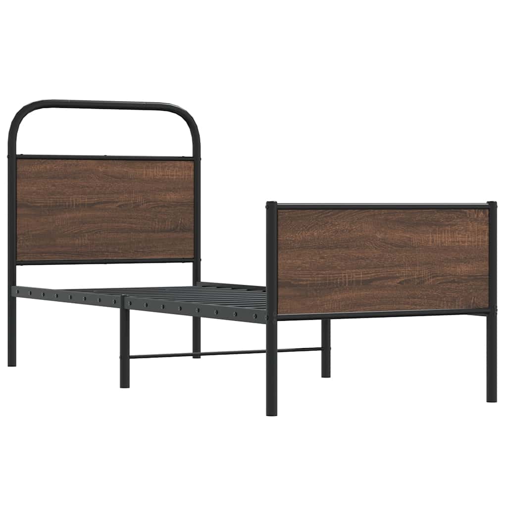 sengeramme 75x190 cm uden madras konstrueret træ brunt eg