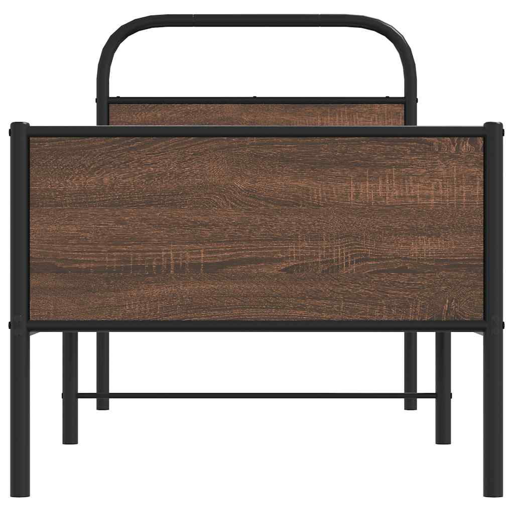 sengeramme 75x190 cm uden madras konstrueret træ brunt eg