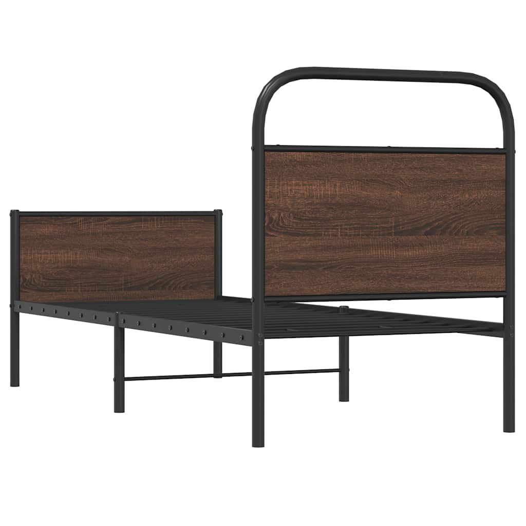 sengeramme 75x190 cm uden madras konstrueret træ brunt eg