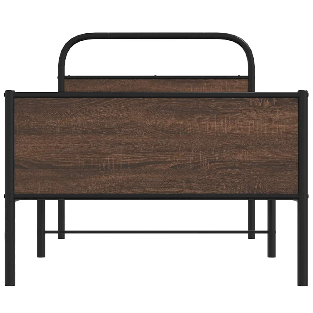 sengeramme 90x200 cm uden madras konstrueret træ brunt eg