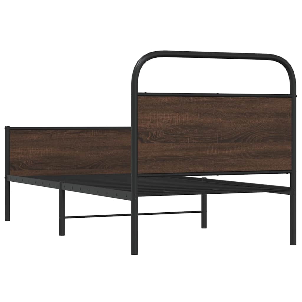 sengeramme 90x200 cm uden madras konstrueret træ brunt eg