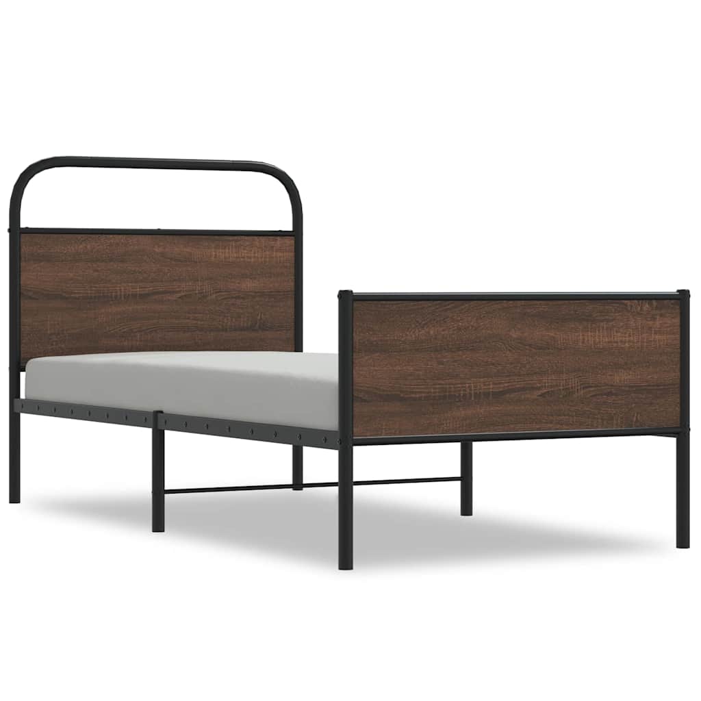 sengeramme 100x200 cm uden madras konstrueret træ brunt eg