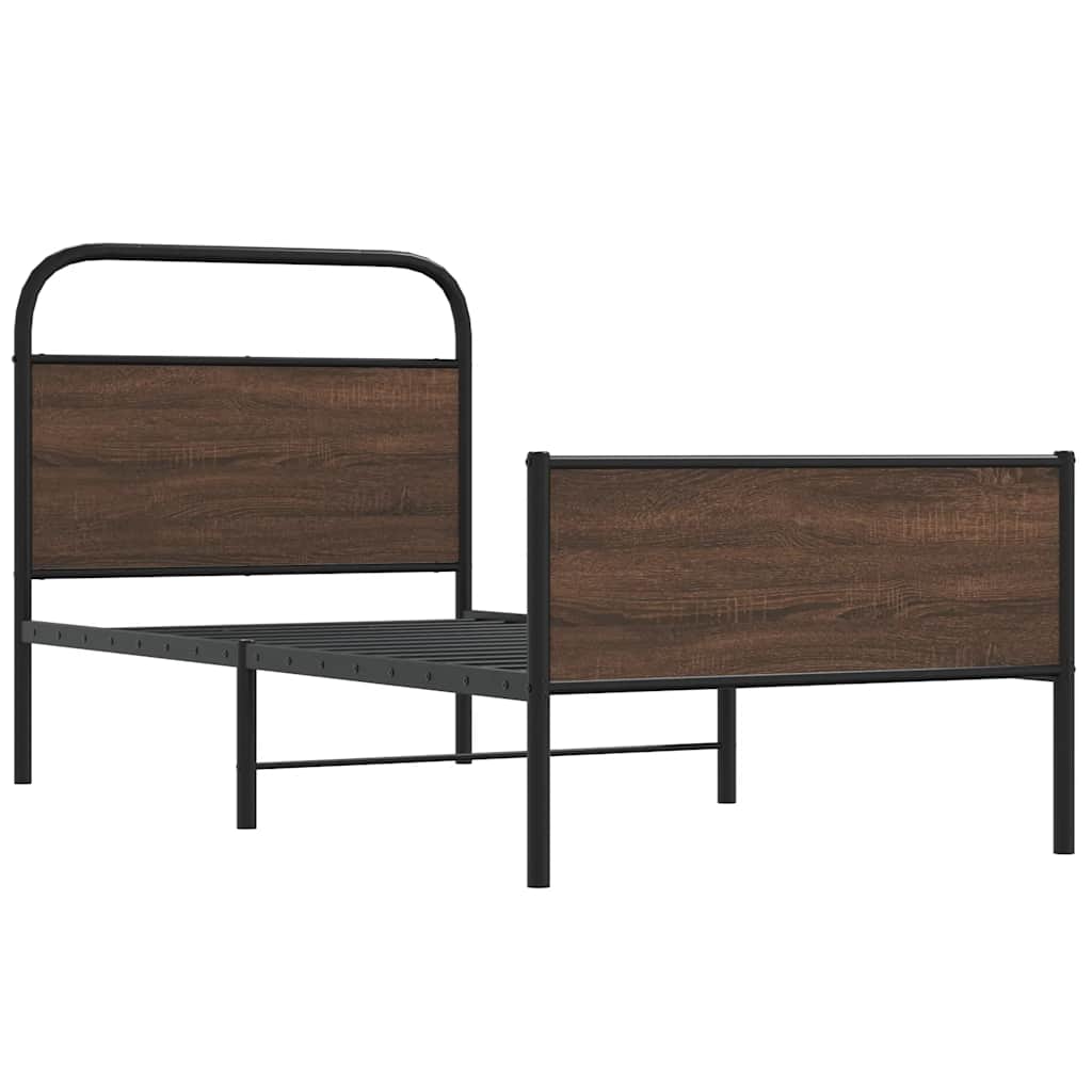 sengeramme 100x200 cm uden madras konstrueret træ brunt eg
