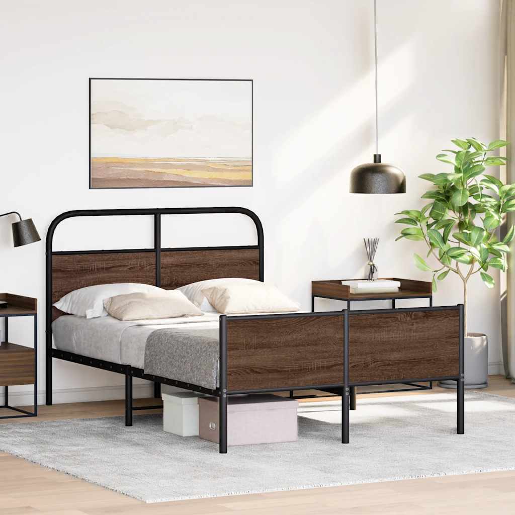 sengeramme 120x200 cm uden madras konstrueret træ brunt eg