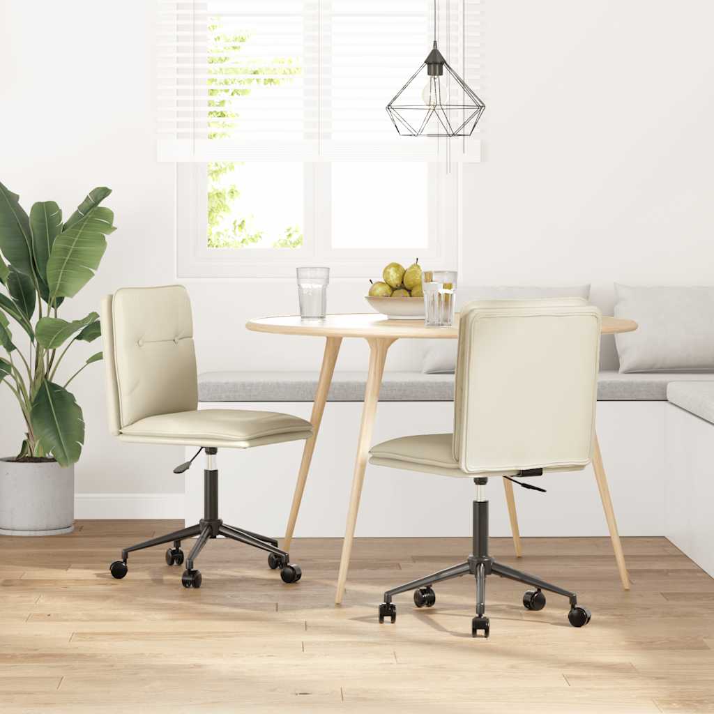 spisebordsstole 2 stk. kunstlæder cremefarvet