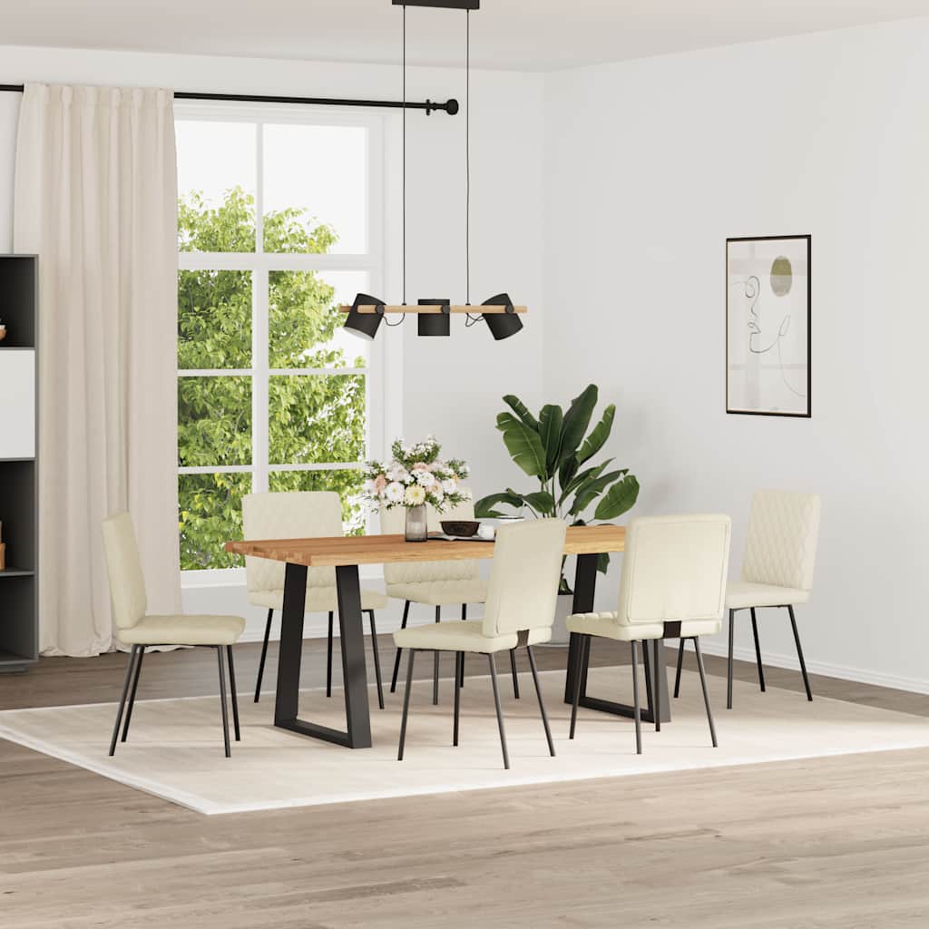 spisebordsstole 6 stk. fløjl cremefarvet