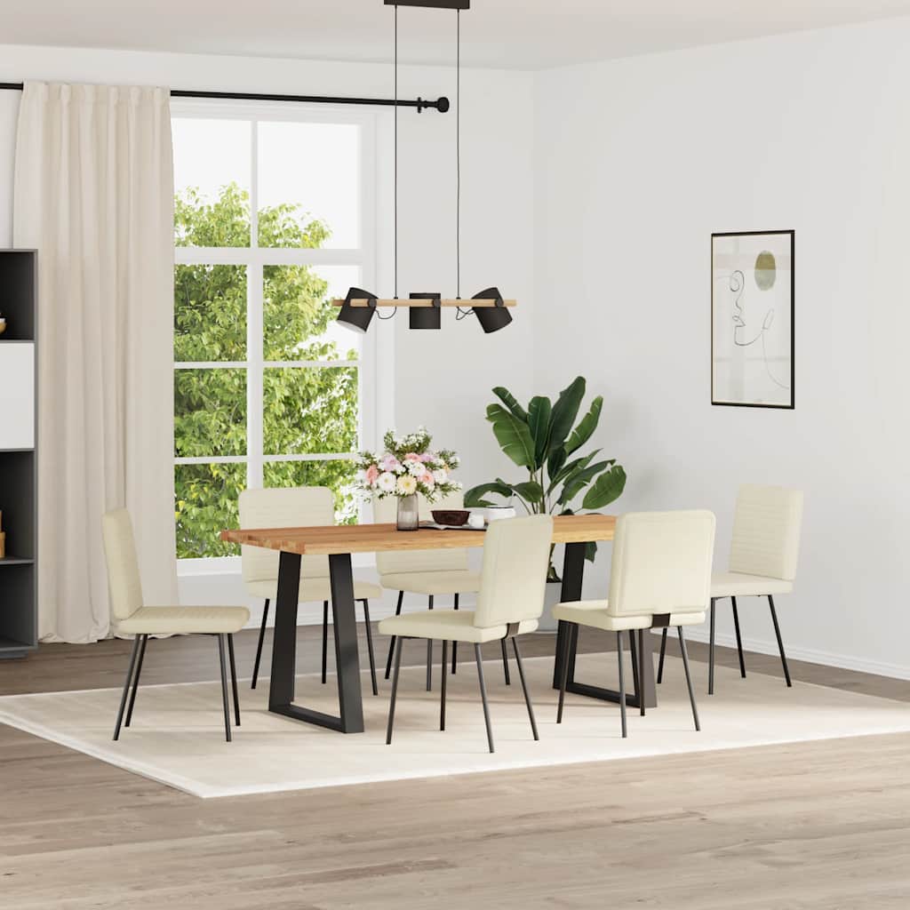 spisebordsstole 6 stk. fløjl cremefarvet