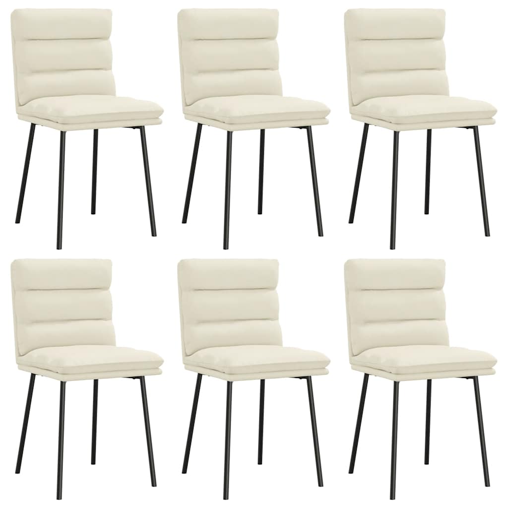 spisebordsstole 6 stk. fløjl cremefarvet